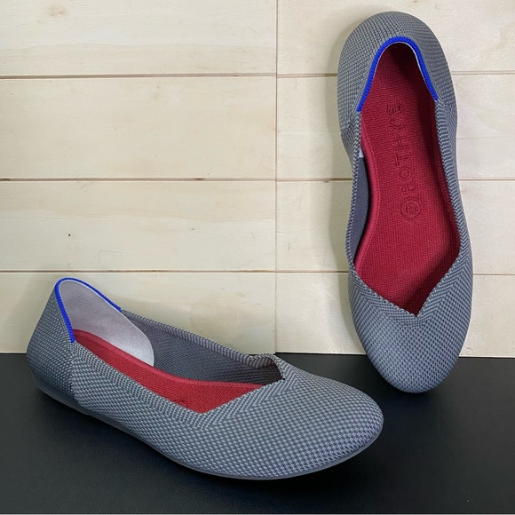 Rothys The Flat Pebble Grey Women's Size 8 Shoes Knit Ballet Flats Slip-Ons - Picture 11 of 11